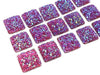 CA794 - 10 pcs Druzy Resin Embellishment Cabochons Ruby Red Pink Multicolor AB - 12mm - Square - Dome Style