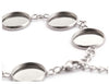 B102 - 3 pcs. 304 Stainless Steel Silver Tone Chain Bracelets - 6.1" (15.5cm) - 14mm Bezels - Extends to 7.09" (20cm) with Extender Chain!