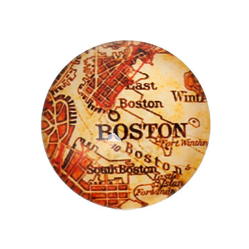 CA404 - 5 pcs. Circle "Boston" Round Glass Dome Seals Tiles Cabochons Embellishments - 25mm (1 in) - 1" - World Map Design
