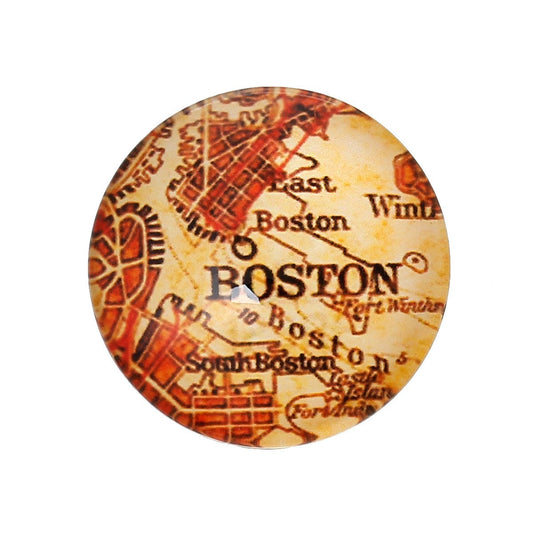 CA404 - 5 pcs. Circle "Boston" Round Glass Dome Seals Tiles Cabochons Embellishments - 25mm (1 in) - 1" - World Map Design