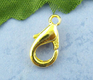 CL060A - 50 pcs. Gold Plated Lobster Clasps - 12mm X 6mm - Claw Clasps
