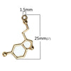 P212 - 10 pcs. Gold Plated Chemistry Science Molecule Serotonin Charms Pendants - 25mm x 13mm - 1 in x 0.5 in