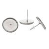 E319A - 10 pcs. 304 Stainless Steel Earring Posts Studs Settings Bezels Cabochons Tacks - 10mm Glue Pad Setting - Silver Tone
