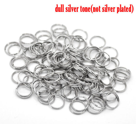 J216A - 100 pcs Double Rings - Silver Tone Split Jump Rings - 10mm - 21 Gauge