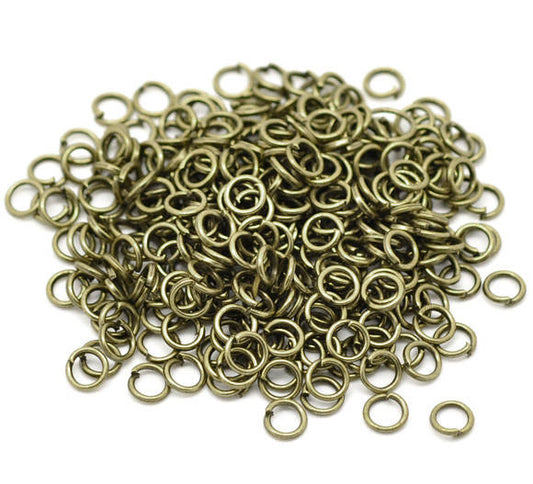 J065A - 1000 pcs Antique Bronze Open Jump Rings - 5mm - 19 Gauge (0.9mm Thick)