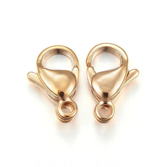 CL172 - 10 pcs. 304 Stainless Steel Lobster Clasps - 19mm x 12mm - Claw Clasps - Gold Plated - Hypoallergenic! Tarnish Resistant!