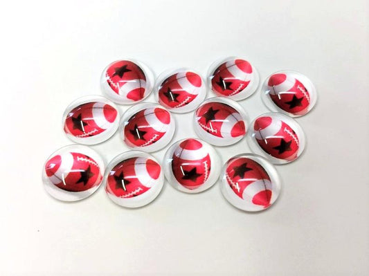 CA584 10 pcs Circle American Football Ball Sports Glass Round Dome Seals Tiles Cabochons - 10mm