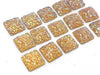 CA795 - 10 pcs Druzy Resin Embellishment Cabochons Yellow Multicolor AB - 12mm - Square - Dome Style