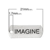 P315A - 30 pcs. Antique Silver "Imagine" Rectangle Charms Pendants - 21mm X 8mm