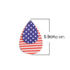 P1075 - 10 pcs. USA American Red, White and Blue Faux Leather Dangle Charms Pendants - Teardrop - Flag - 59mm (2.32") - Double-Sided - Double Layer