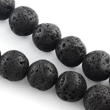 BD3001 - 10mm Black Stone Lava Round Beads - 15.7" strand - Hole Size: 1.5mm - 35 pcs.