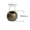 BD517 - 50 pcs Antique Bronze Metal Smooth Ball Spacer Beads - 10mm - Large Hole: 4.5mm - Fits European Cords and Paracord!