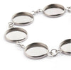 B044 - 3 pcs. 304 Stainless Steel Silver Tone Chain Bracelets - 6.1" (15.5cm) - 12mm Bezels - Extends to 7.09" (20cm) with Extender Chain!