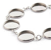 B102 - 3 pcs. 304 Stainless Steel Silver Tone Chain Bracelets - 6.1" (15.5cm) - 14mm Bezels - Extends to 7.09" (20cm) with Extender Chain!