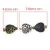 P641A - 1 pc. Antique Bronze Carved Heart Vine Pendant Locket Box Pendants - 42 X 30mm