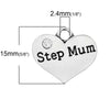 P061 - 4 pcs. Antique Silver "Step Mum" charm with rhinestone - 16mm X 15mm