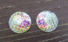 CA473 - 5 pcs Mermaid Fish Scales Resin Carved Embellishment Cabochons White Multicolor - 25mm (1 in)