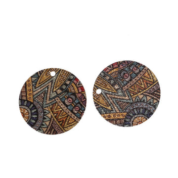 P688 - 10 pcs. Gold Plated Multicolor Enamel Circle Metal Dangle Charms Pendants - Mosaic - 20mm - 0.8" - Great for Earrings, Necklaces or Dangles