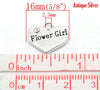 P083 - 10 pcs. Antique Silver "Flower Girl" charm with rhinestone- 16mm X 14mm