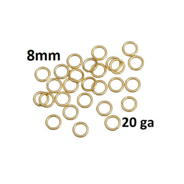 J701 - 100 pcs 304 Stainless Steel Golden Open Jump Rings 8mm - 20 Gauge (0.8mm Thick) - Tarnish Resistant!