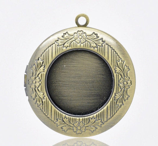 P957 - 10 pcs Antique Bronze Ornamented Pendant Photo Locket Box Pendants - For 20mm and 24mm Settings