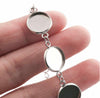B102 - 3 pcs. 304 Stainless Steel Silver Tone Chain Bracelets - 6.1" (15.5cm) - 14mm Bezels - Extends to 7.09" (20cm) with Extender Chain!