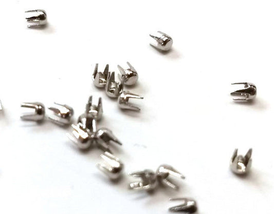 F002 - 100 pcs. - Silver Tone Rivet Stud Spikes - 2.5mm - Metal - 4 Legs