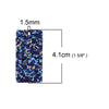 P621 - 10 pcs. Blue Multicolor Faux Leather Dangle Charms Pendants - Rectangle - 41mm (1.6") - Great for Light Earrings or Dangles! Double Sided