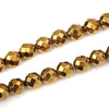 BD361 - 65 pcs. - 6mm Golden Hematite Faceted Round Beads - 15 6/8 inch strand (40cm) - 0.8mm Hole Size - Grade A - Gold