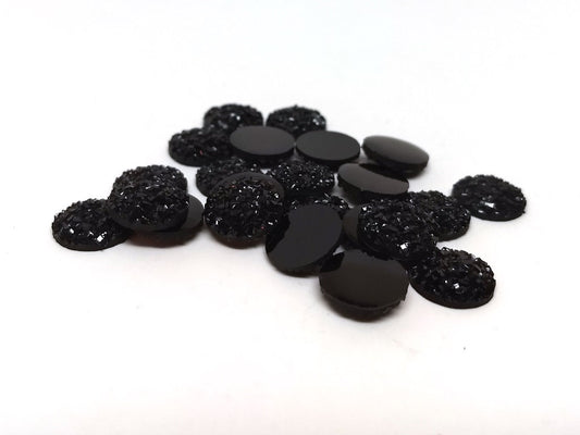 CA818 - 10 pcs Druzy Resin Embellishment Cabochons Black - 14mm - Dome Circle