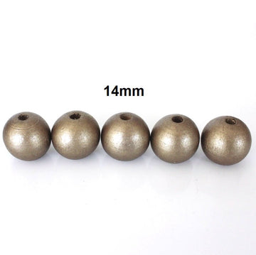 BD412 - 10 pcs Golden Silver Bronze Wooden Wood Round Spacer Beads - 14mm - Gold - Hole Size: 3mm