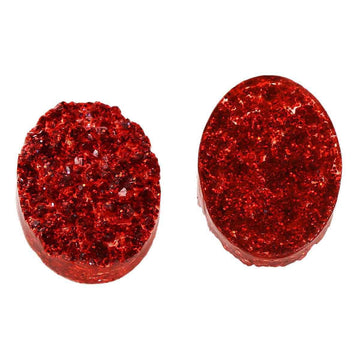 CA024 - 10 pcs Druzy Resin Embellishment Oval Cabochons Wine Passion Dark Red - 18x13mm - 18mm x 13mm
