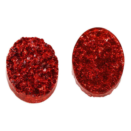 CA024 - 10 pcs Druzy Resin Embellishment Oval Cabochons Wine Passion Dark Red - 18x13mm - 18mm x 13mm