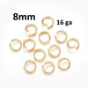 J702 - 20 pcs 304 Stainless Steel 18K Gold Plated Open Jump Rings 8mm - 16 Gauge (1.2mm Thick) - High Quality! - OPEN Style