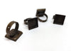10 pcs. Antique Bronze ADJUSTABLE Cabochon Setting Bezel RING bases settings - Glue Pad 16mm - Square