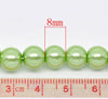 BD052 - 8mm Pastel Light Green Glass Pearl Imitation Round Beads - 32 inch strand