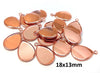 P990 - 10 pcs. Rose Gold Teardrop Bezel Cabochon Pendant Tags Trays - 18mm x 13mm Glue Pad - Setting - 13x18mm - 18x13mm