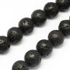 BD3001 - 10mm Black Stone Lava Round Beads - 15.7" strand - Hole Size: 1.5mm - 35 pcs.