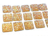 CA795 - 10 pcs Druzy Resin Embellishment Cabochons Yellow Multicolor AB - 12mm - Square - Dome Style