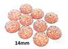 CA819 - 10 pcs Druzy Resin Embellishment Cabochons Pink Coral Multicolor - 14mm - Dome Circle