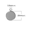 P433 - 5 pcs. 304 Stainless Steel Silver Tone Circle Round Bezel Pendant Tags Trays - 20mm Glue Pad Setting - Hypoallergenic! Tarnish Resistant!