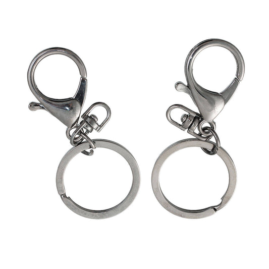 CL095 - 10 pcs. Gunmetal Lobster Swivel Clasp and Key Ring - 69 x 30mm (2.72 inch) - Claw Clasps