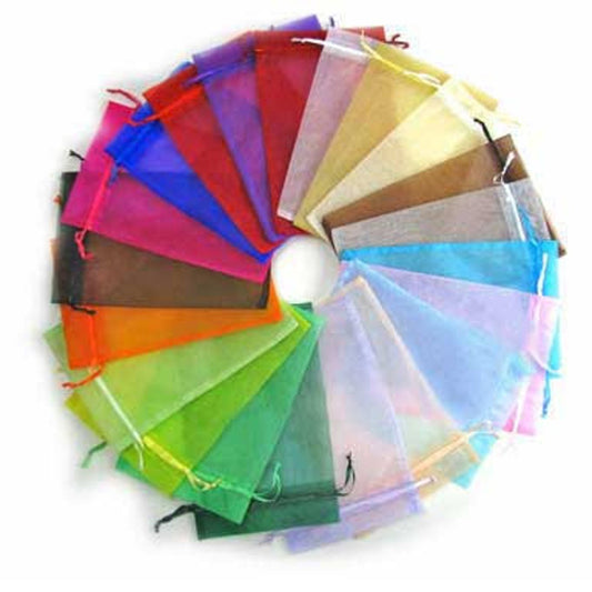 S024 - 100 Colorful Organza Bags - 12cm x 10cm (4.72 in x 3.97 in) - Assortment - Solid Pattern!