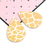 P1053 - 10 pcs. Giraffe Faux Leather Dangle Charms Pendants - Teardrop - White Yellow - 54mm (2.13") - Double Sided