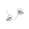 E337 - 10 pcs. (5 pairs) 304 Stainless Steel Earring Ball Posts Settings with Loop - 15mm x 8mm - Tarnish Resistant! Stoppers Included!