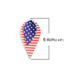 P1076 - 10 pcs. USA Flag Faux Leather Dangle Charms Pendants - Pinch Leaf - Red White Blue - Silver Tone Jump Ring - 64mm (2.52") - Double Sided