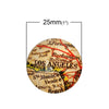CA405 - 5 pcs. Circle "Los Angeles" Round Glass Dome Seals Tiles Cabochons Embellishments - 25mm (1 in) - 1" - World Map Design