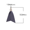 P460 - 9 pcs. Gray Faux Leather Tassel Dangle Charms Pendants - Golden - 5.2cm (2.05") x 3.3cm (1.3") - Great for Light Earrings &amp; Dangles!