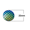 CA474 - 5 pcs Mermaid Fish Scales Resin Carved Embellishment Cabochons Blue Green - 25mm (1 in)