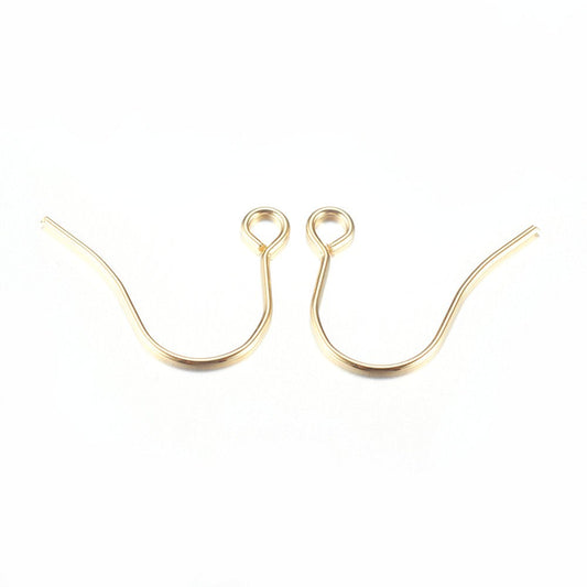 E368B - 1000 pcs 304 Stainless Steel Golden Earring Hooks with Loop Hole - 18mm x 18mm - Hypoallergenic! Tarnish Resistant! 18K Gold Plated